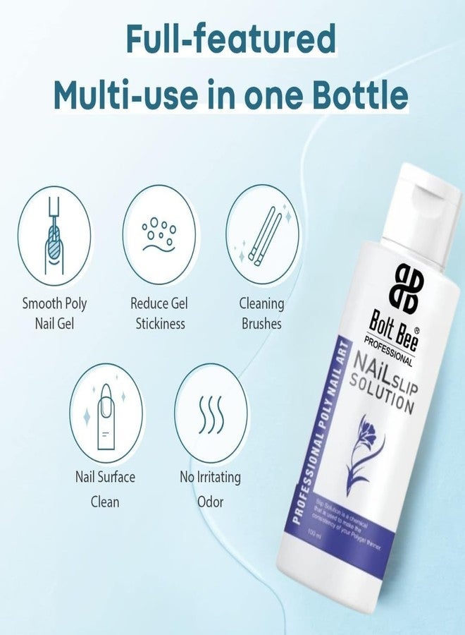 bolt bee “Bolt Bee Professional Nail Slip Solution 50ml with Glass Cup - Poly Nail Gel Liquid for Smoothing & Shaping Polygel Extension, Nail Art Manicure Tool Kit” - Image 2