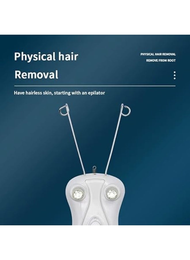 جهاز إزالة الشعر بالخيط الكهربائي للنساء - مزيل شعر الوجه للشفة العليا والذقن والمناطق الحساسة، جهاز محمول مصنوع من مادة ABS والفولاذ المقاوم للصدأ بتقنية الخيط التقليدية، قابل لإعادة الشحن، تصميم باللونين البنفسجي والأبيض - Image 4