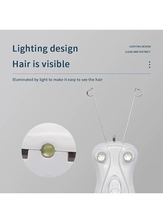 جهاز إزالة الشعر بالخيط الكهربائي للنساء - مزيل شعر الوجه للشفة العليا والذقن والمناطق الحساسة، جهاز محمول مصنوع من مادة ABS والفولاذ المقاوم للصدأ بتقنية الخيط التقليدية، قابل لإعادة الشحن، تصميم باللونين البنفسجي والأبيض - Image 2
