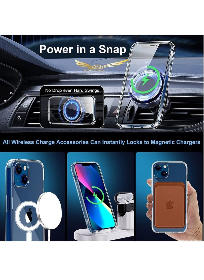 BORTONY - iPhone 14 Plus Case Magsafe Slim Thin Clear Magnetic Case Yellowing Resistant Shock Absorption Anti-Scratch Hard Back Protective Case 6.7 Inch 2022 Released - Image 1
