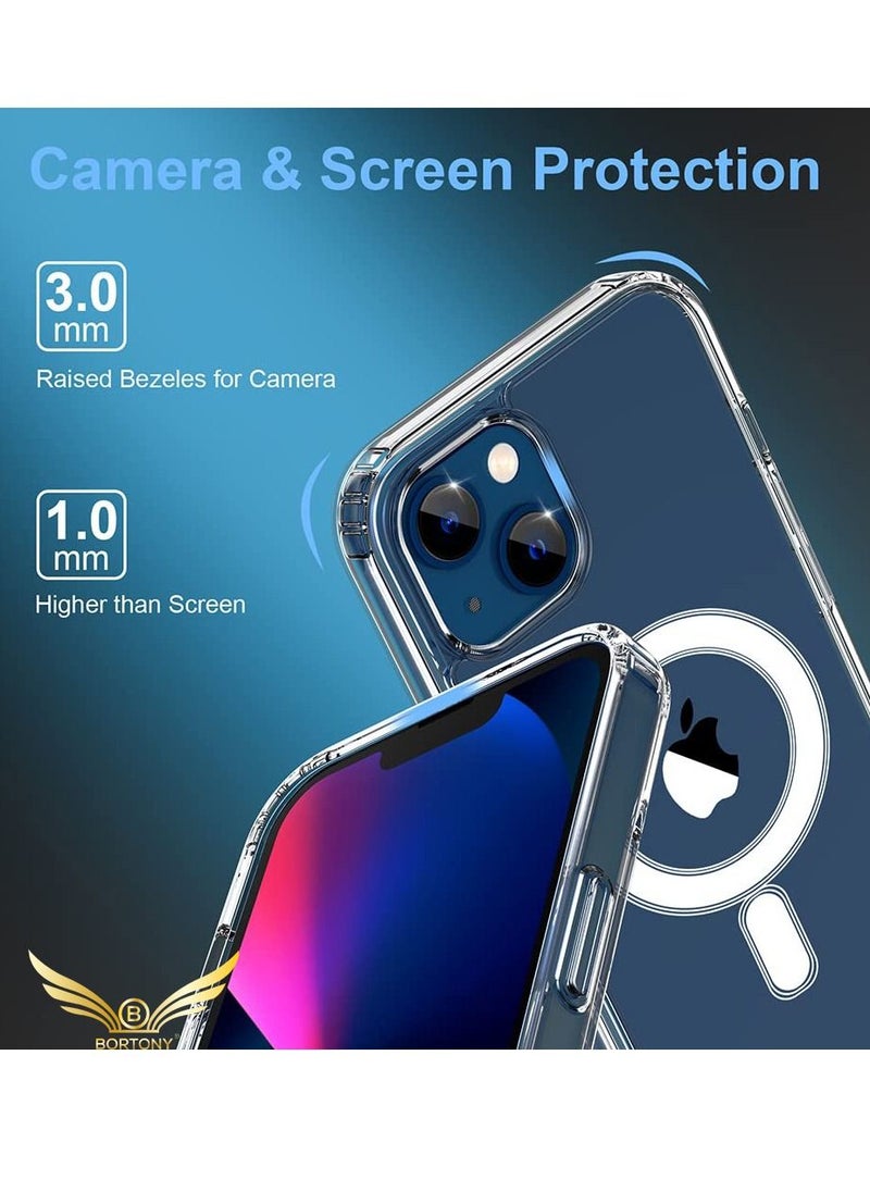 BORTONY - iPhone 14 Plus Case Magsafe Slim Thin Clear Magnetic Case Yellowing Resistant Shock Absorption Anti-Scratch Hard Back Protective Case 6.7 Inch 2022 Released - Image 1