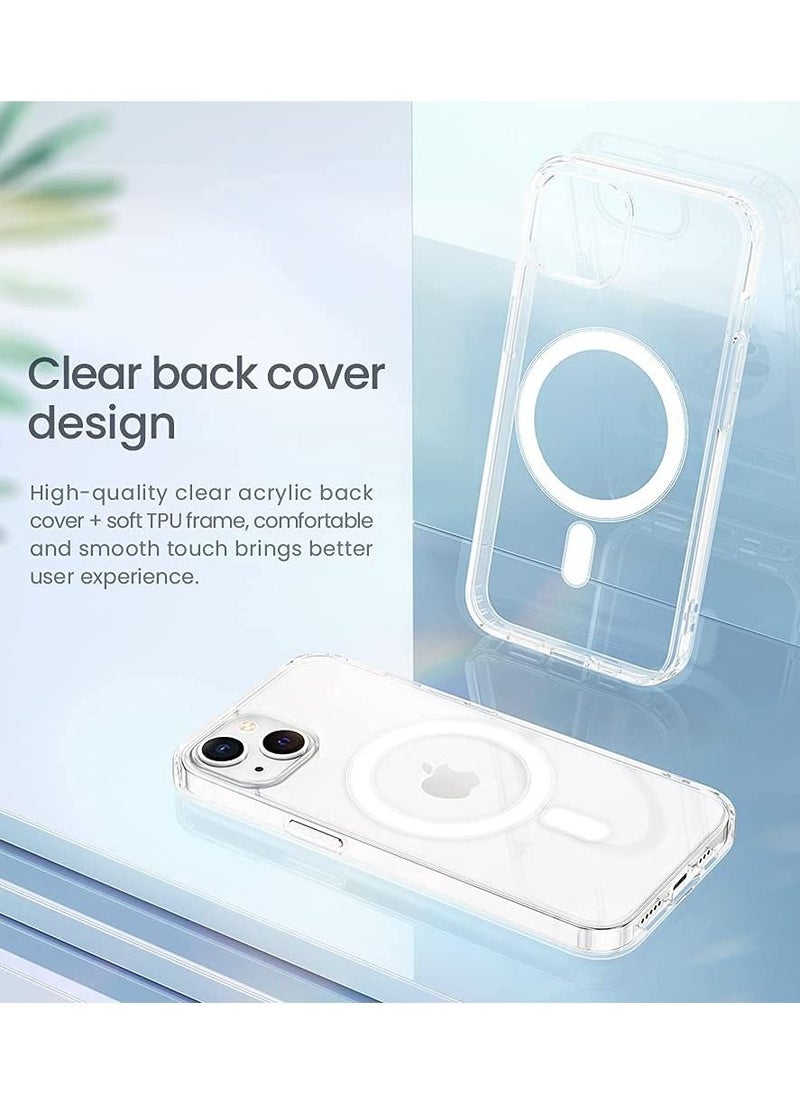 BORTONY - iPhone 14 Plus Case Magsafe Slim Thin Clear Magnetic Case Yellowing Resistant Shock Absorption Anti-Scratch Hard Back Protective Case 6.7 Inch 2022 Released - Image 1