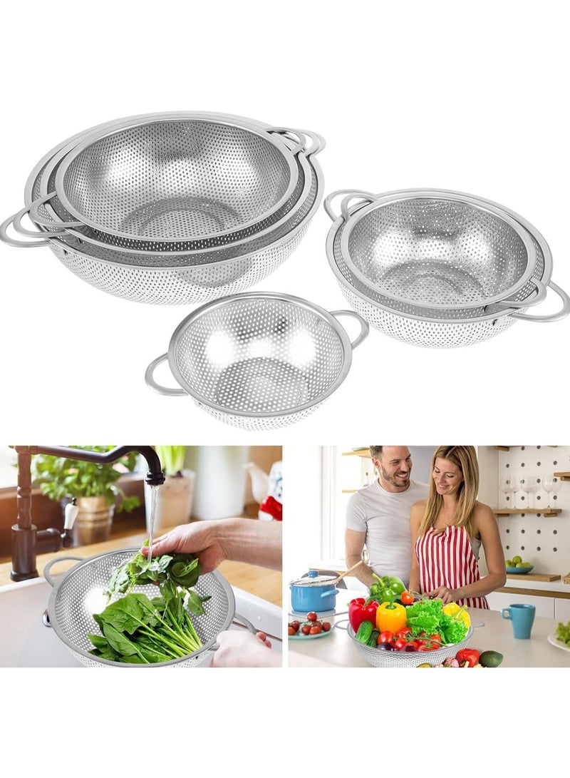 MOMENT مصفاة ستانلس ستيل متعددة الاستخدامات 6 قطع من MOMENT مع مقبض للمطبخ/لتصريف المعكرونة/شطف الخضروات والفواكه، قوية وآمنة للغسل في غسالة الصحون - Image 3