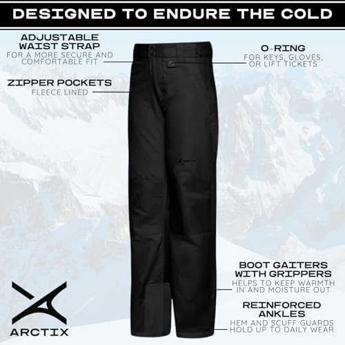 Arctix Kids Snow Pants with Reinforced Knees and Seat, Black, Large - Image 3