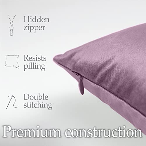 lalaLOOM Velvet Throw Pillow Covers, Set of 2, 18x18 Decorative Square Pillows Home Decor, Soft Accent Cases, Silky Machine Washable Pillowcases for Sofa, Couch, Bedroom, Living Room, Plum Purple - Image 4