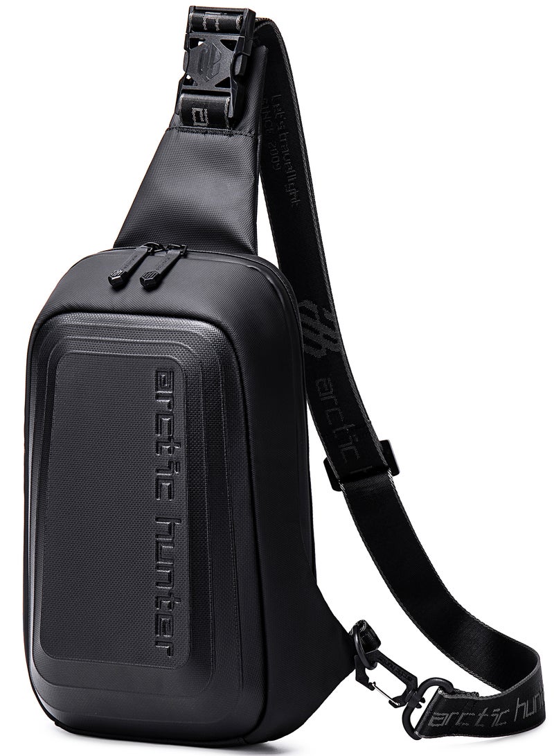 ARCTIC HUNTER Semi Hard Shell Crossbody Bag Water Resistant Anti Theft Unisex Fashion Shoulder bag for Travel Business Casual Use XB00126 Black - Image 1