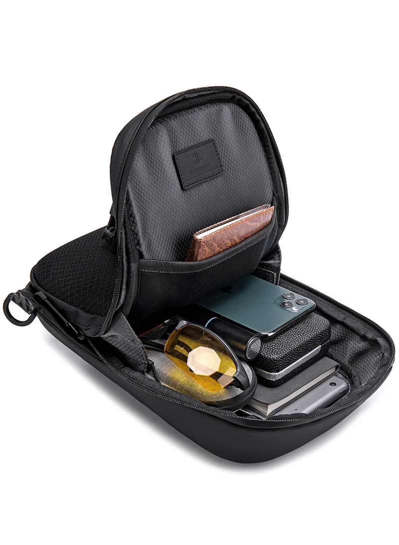 ARCTIC HUNTER Semi Hard Shell Crossbody Bag Water Resistant Anti Theft Unisex Fashion Shoulder bag for Travel Business Casual Use XB00126 Black