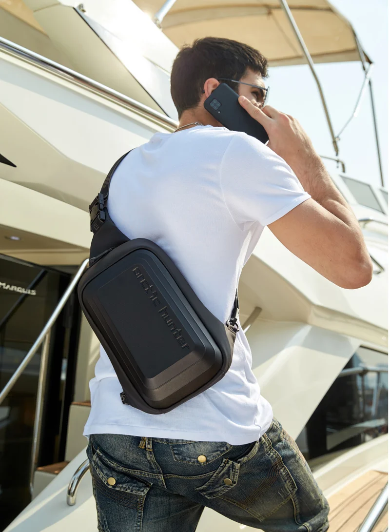 ARCTIC HUNTER Semi Hard Shell Crossbody Bag Water Resistant Anti Theft Unisex Fashion Shoulder bag for Travel Business Casual Use XB00126 Black