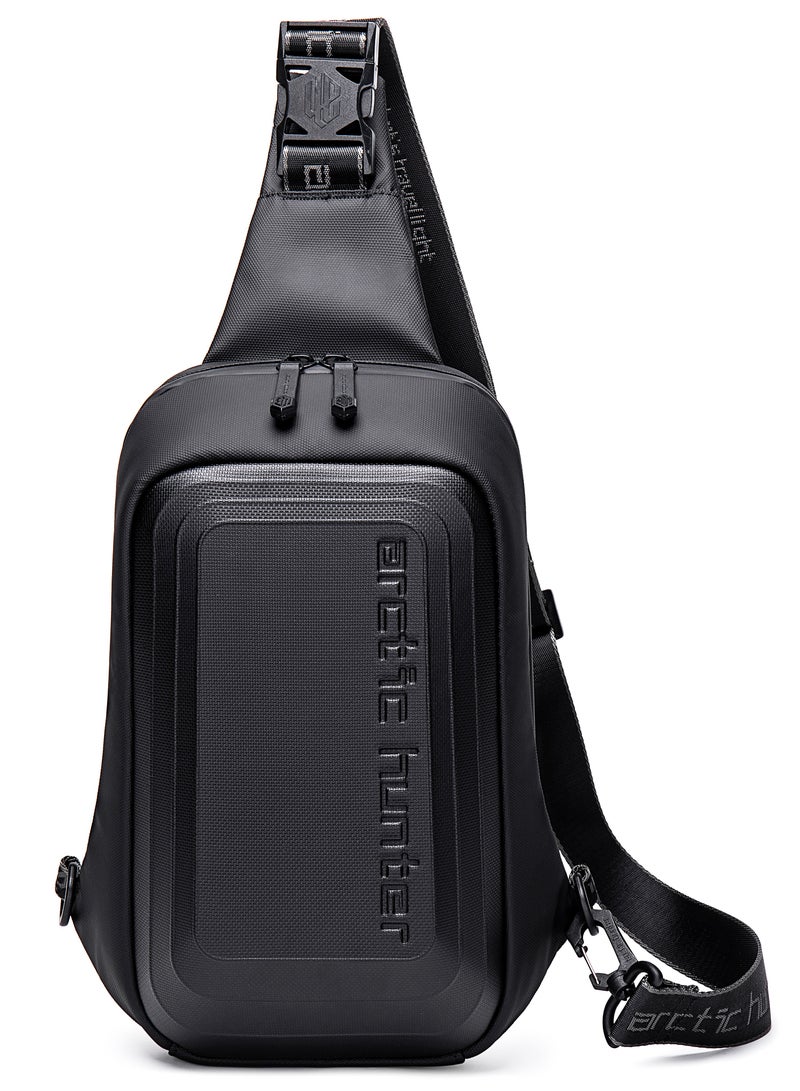 ARCTIC HUNTER Semi Hard Shell Crossbody Bag Water Resistant Anti Theft Unisex Fashion Shoulder bag for Travel Business Casual Use XB00126 Black - Image 3