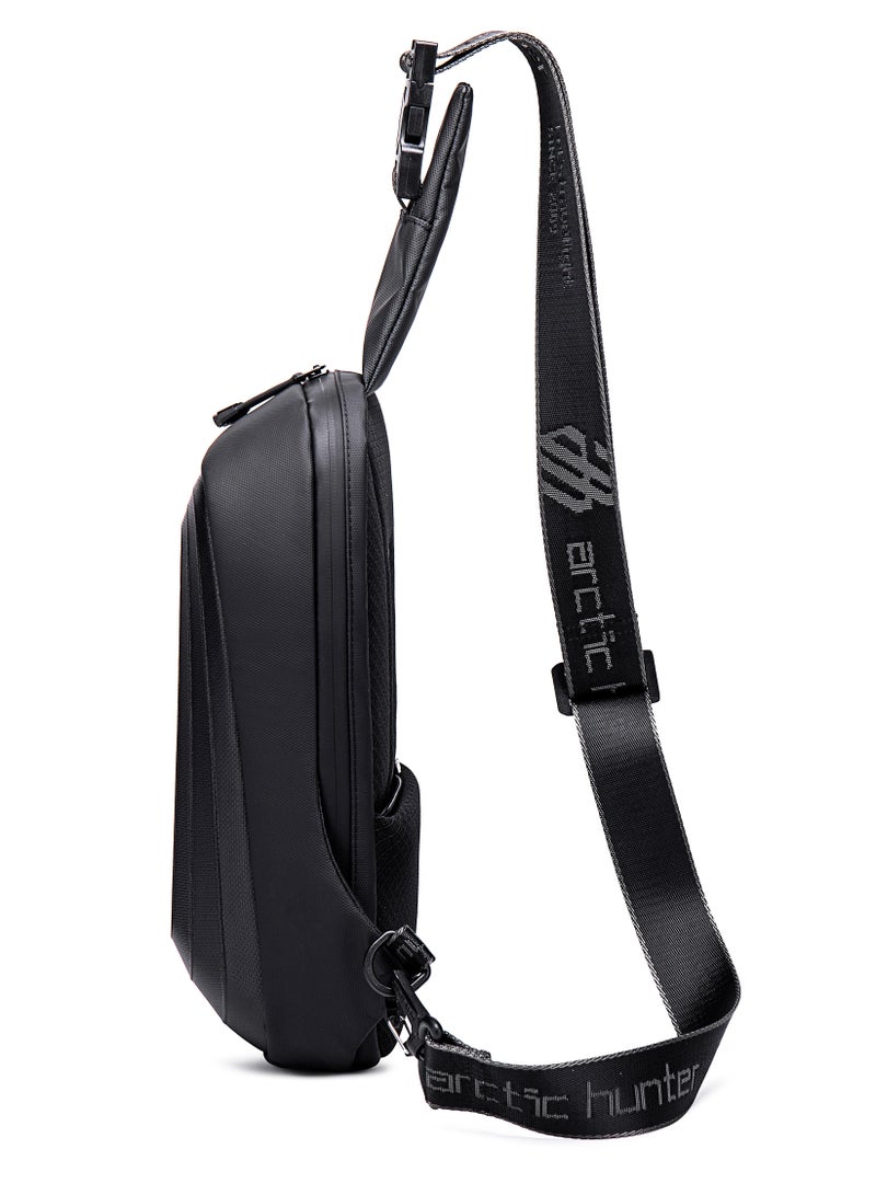 ARCTIC HUNTER semi hard shell crossbody bag water resistant anti theft unisex fashion shoulder bag for travel business casual use xb00126 black - Image 5