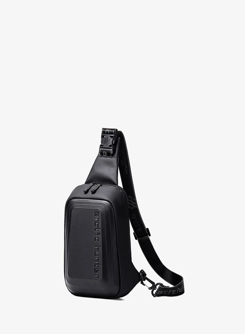 ARCTIC HUNTER semi hard shell crossbody bag water resistant anti theft unisex fashion shoulder bag for travel business casual use xb00126 black