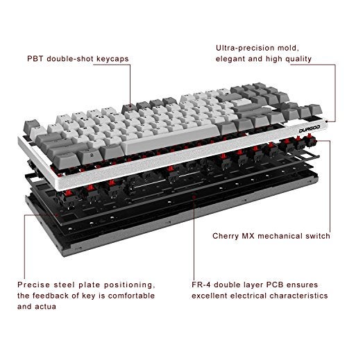 DURGOD Taurus K320 TKL Mechanical Gaming Keyboard - 87 Keys - Double Shot PBT - NKRO - USB Type C (Cherry Brown, White) - Image 4