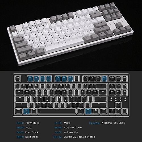 DURGOD Taurus K320 TKL Mechanical Gaming Keyboard - 87 Keys - Double Shot PBT - NKRO - USB Type C (Cherry Brown, White) - Image 3