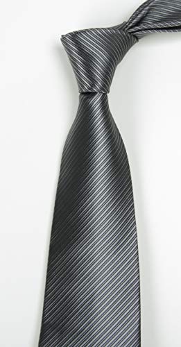 Secdtie Men's Slim Dark Grey Woven Polyester Ties Elegant Casual Party Wedding Neckties - Image 2