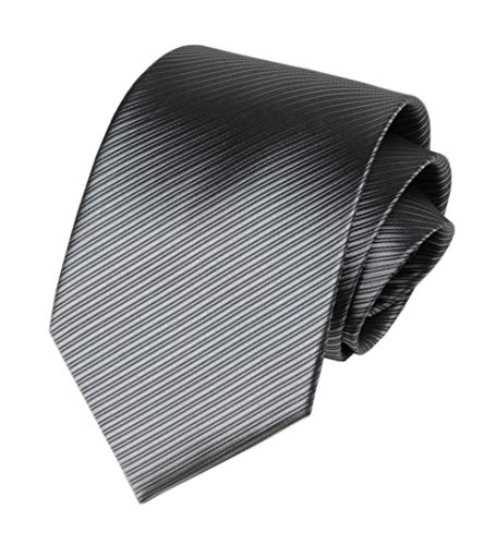 Secdtie Men's Slim Dark Grey Woven Polyester Ties Elegant Casual Party Wedding Neckties - Image 1