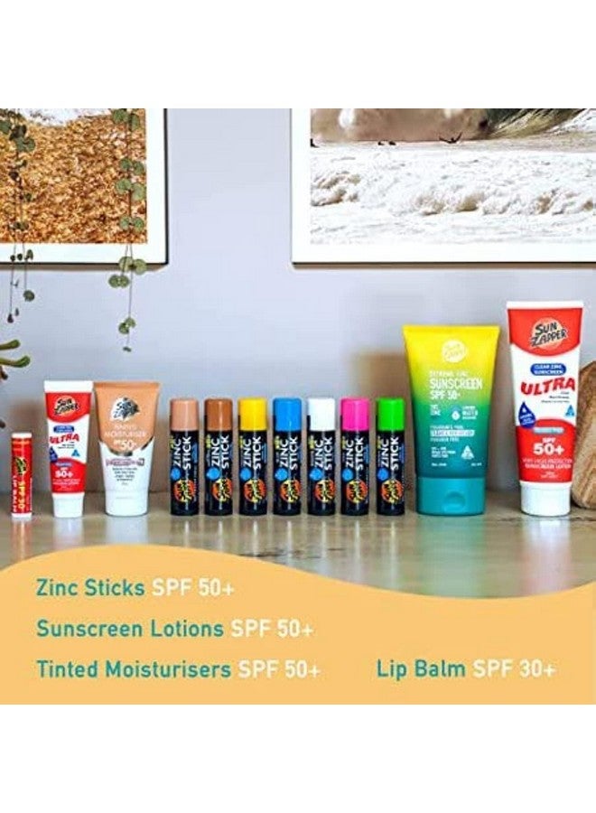 Sun Zapper Zinc Oxide Mineral Sunscreen Stick (Pink, Blue, Green, Yellow) SPF 50+ Water Resistant for Face & Body, Adults, Kids, 4-Pack Broad Spectrum Sun Block, Made in Australia - Image 3