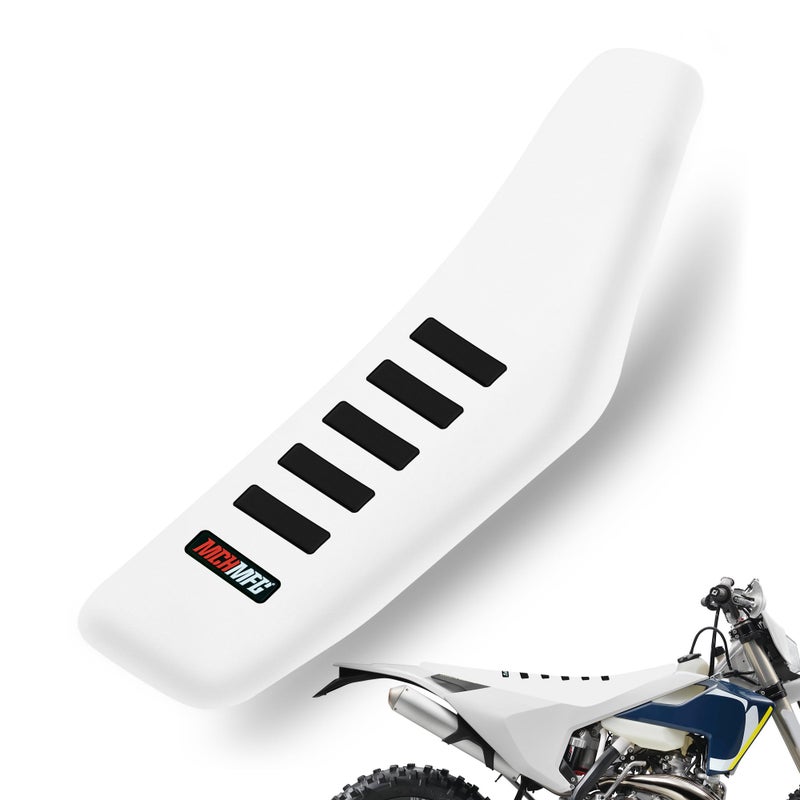 غطاء مقعد دراجة نارية عالمي MCHMFG غير قابل للانزلاق مطاطي مخطط ناعم ل CRF WR WRF RMZ YZF SXF EXC EXC XC SX CR KLX دراجة ترابية موتوكروس دراجة نارية بيضاء