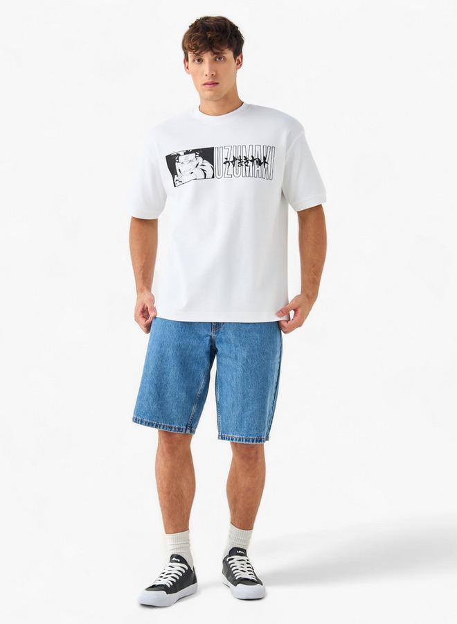 SP Characters Uzumaki Print Crew Neck T-shirt with Short Sleeves - Image 2