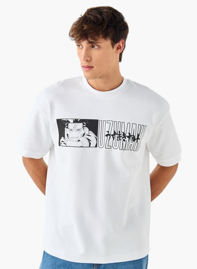 SP Characters Uzumaki Print Crew Neck T-shirt with Short Sleeves - Image 3