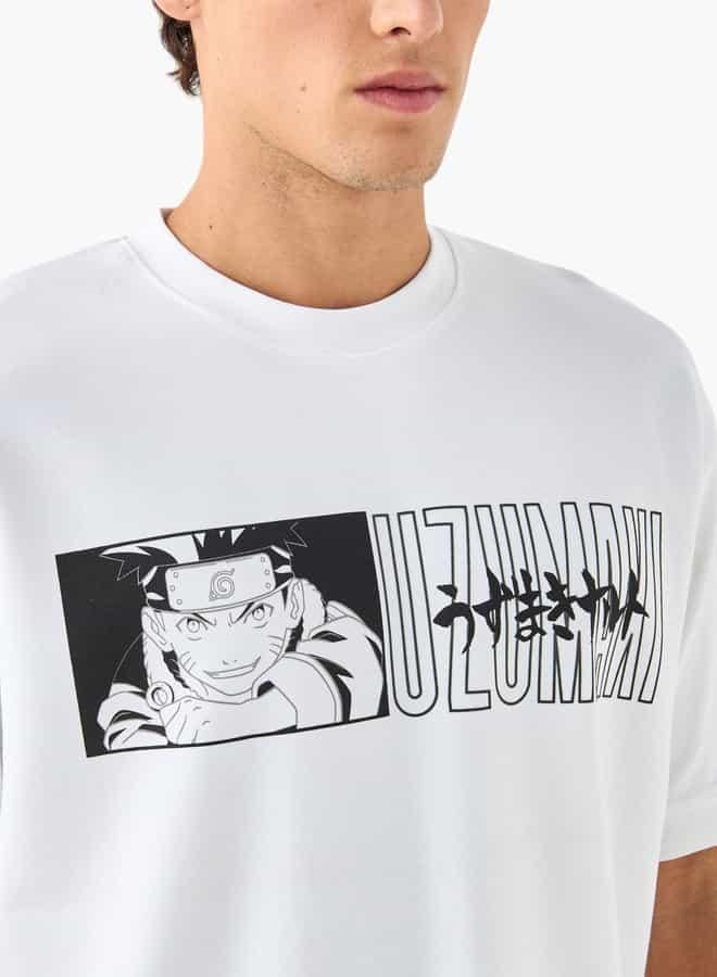 SP Characters Uzumaki Print Crew Neck T-shirt with Short Sleeves - Image 4