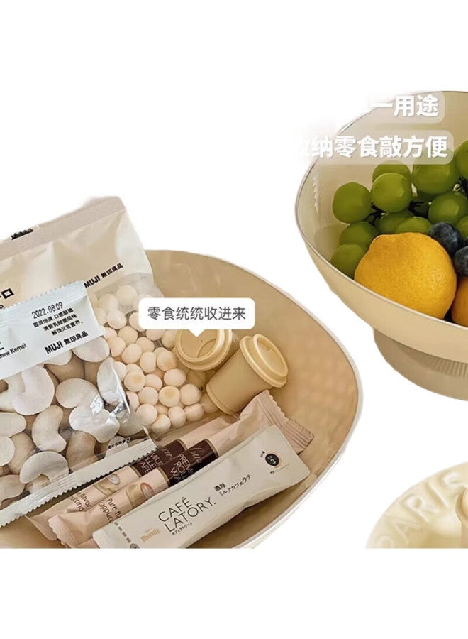 Caizhi Fruit Plate, Simple Dried Fruit Plate, Snack Plate, Nut And Candy Storage Tray, High-Leg Milk White Fruit Plate Cz6864 - Image 2