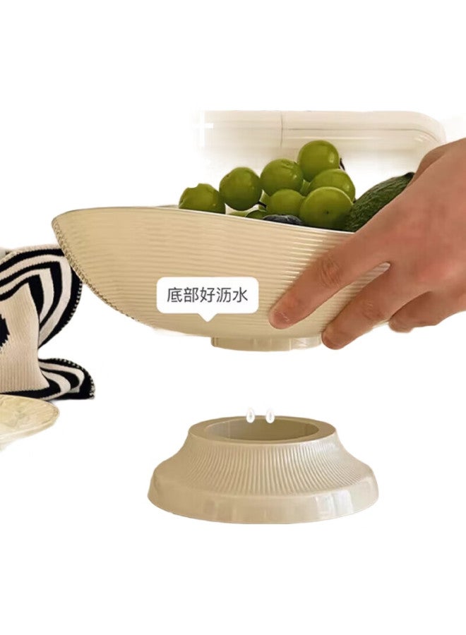Caizhi Fruit Plate, Simple Dried Fruit Plate, Snack Plate, Nut And Candy Storage Tray, High-Leg Milk White Fruit Plate Cz6864 - Image 3