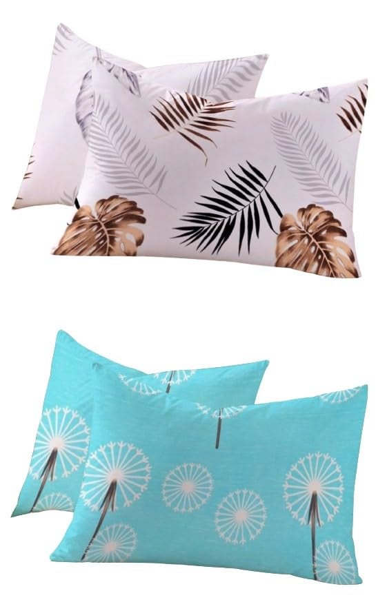 RD TREND® Glace Cotton Assorted Pillow Cover Set of 2 (4 Pcs) – Premium 210 TC, Standard Size 18"x28" | Soft & Breathable Floral Printed Design for Bedroom |Multi 5 - Image 1
