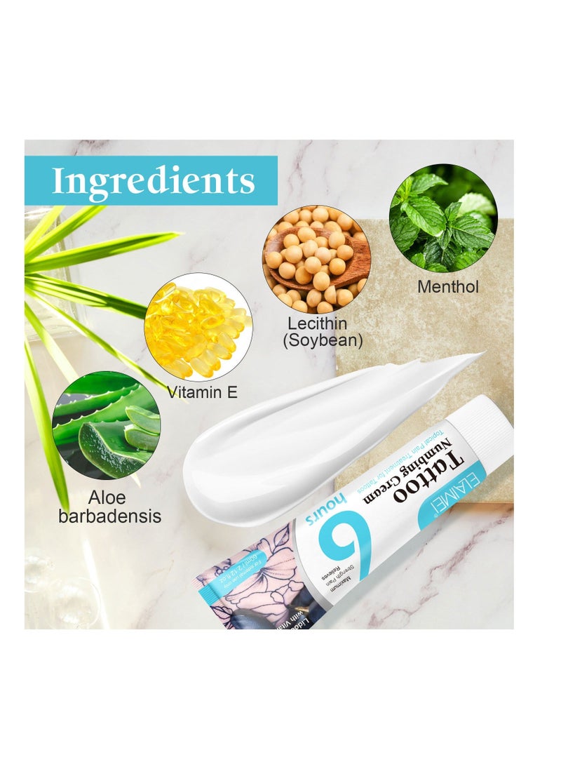 Generic Tattoo Numbing Cream,Topical Pain Treatment for Tattoo, 6-8 Hour Max Strength Painless Tattoo Cream with Aloe Vera, Vitamin E (60ml) - Image 4