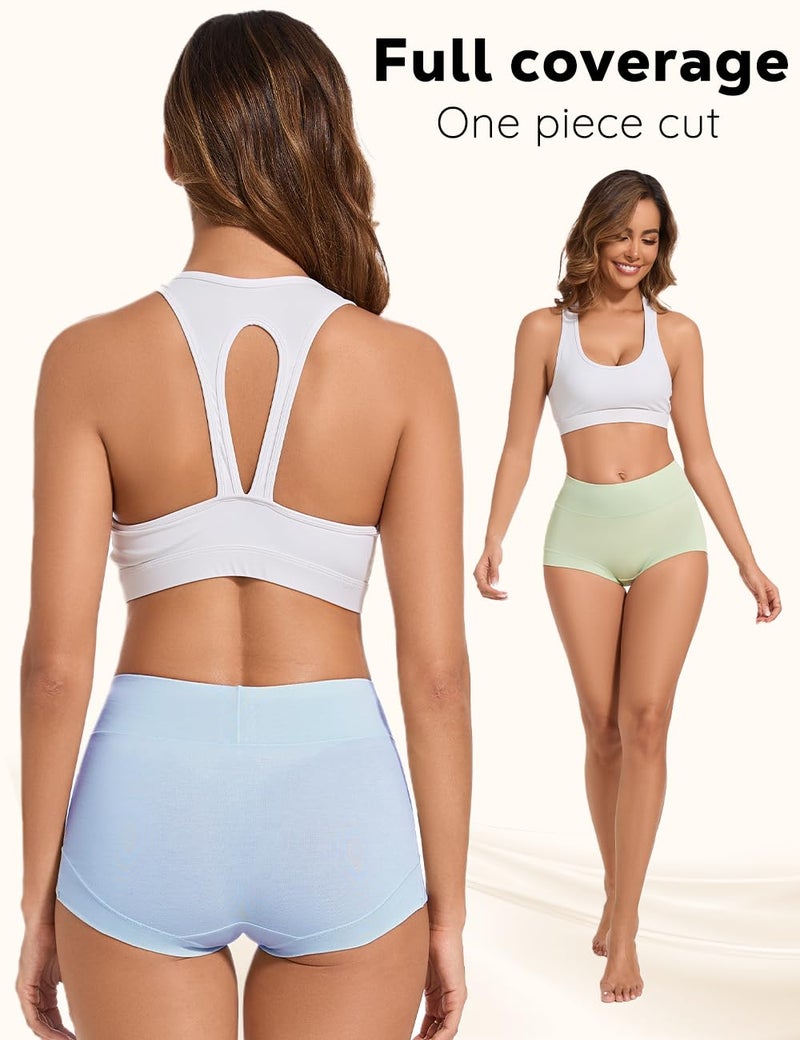 ALLBASE womens Cotton Underwear Ladies High Waisted Full Coverage Stretch Postpartum Panties Pack of 5 - Image 4
