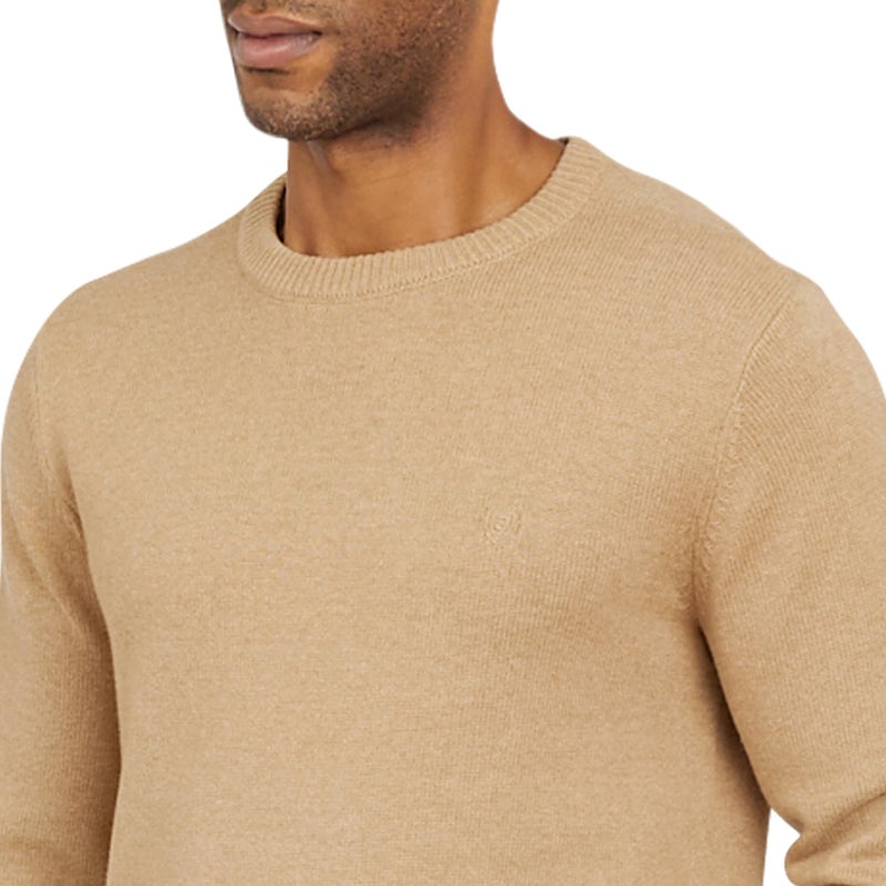 Chaps Men's Classic Fit Long Sleeve Cotton Jersey Midweight Crewneck Sweater, Camel Heather, Large - Image 2