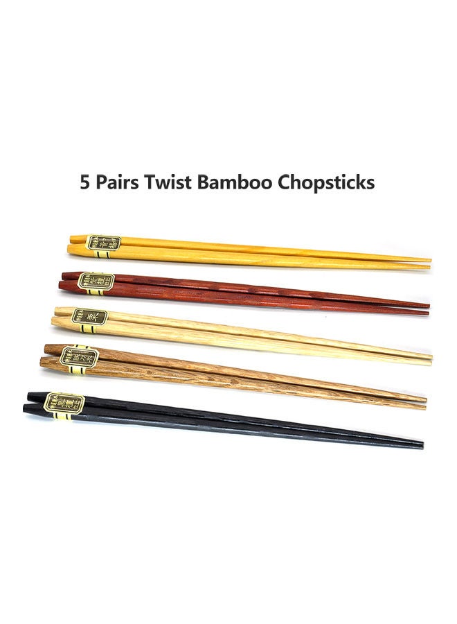 Natural Wooden Twisted Design Premium Reusable Chopsticks Multicolour 23.00 x 2.00 x 10.00cm - Image 2