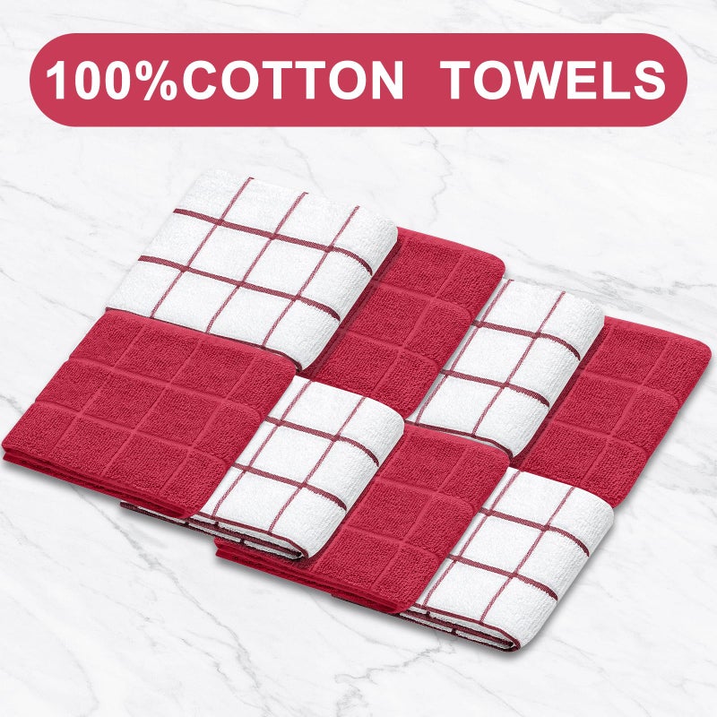 BSKSSK Oven Mitts Kitchen Towels and Dishcloths Pot Holders Sets  Oven Gloves Kitchen Dish Towels 500 Degree Heat Resistant Potholders with Non-Slip Silicone Surface for Cooking  Grilling  Baking-Red - Image 5