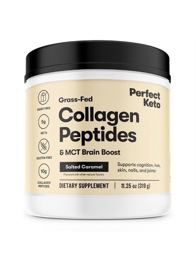 Perfect Keto Collagen Peptides Protein Powder with MCT Oil - Grassfed, GF, Multi Supplement, Best for Ketogenic Diets, Use as Keto Creamer, in Coffee and Shakes for Women & Men - Salted Caramel  - Image 1