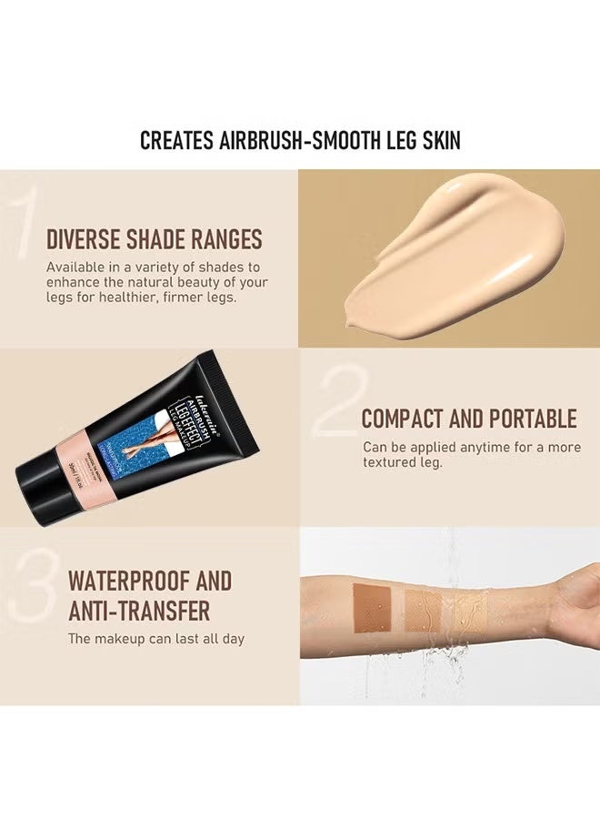 lakerain Leg Makeup Waterproof No Transfer, Leg Vein Cover Up Makeup For Varicose Veins Waterproof Black Skin, Leg And Body Scar Cover Up Makeup For Tattoo Cover Up, Even Skin Tone (Fairest Glow, 30ML) - Image 3