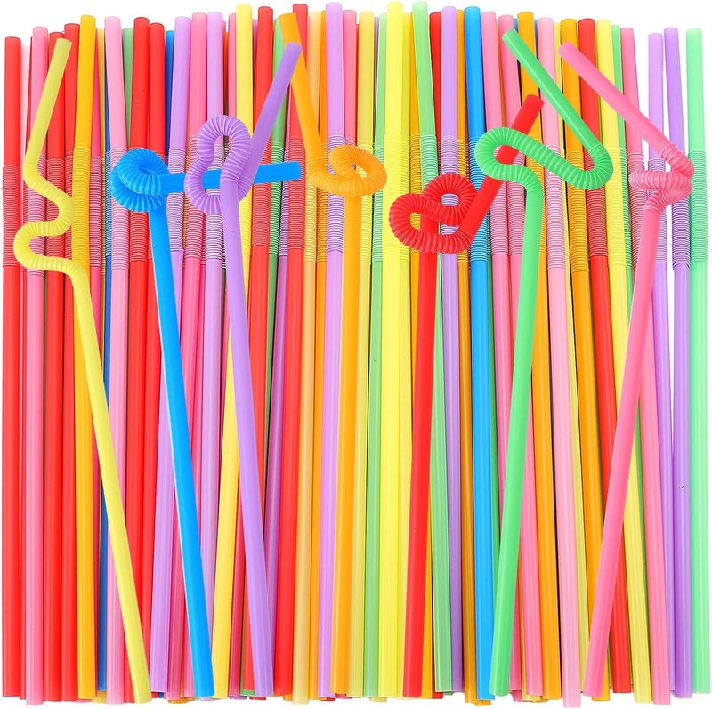 Loccmat 500 Pcs Colorful Straws,Disposable Plastic Drinking Straws,Extra Long Flexible Straws,Disposable Bendy Straws for Party,BPA-Free Plastic Straws,10.2" Long and 0.23'' Diameter (Multicolor) - Image 1