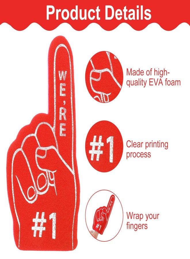 SHENLIU 18PCS Mini Foam Fingers, Baseball Fan Mini Foam Finger, Cheerleading Foam Finger We're #1 Sports Themed Party Supplies for Baseball Basketball Soccer Team Gifts(Red) - Image 3