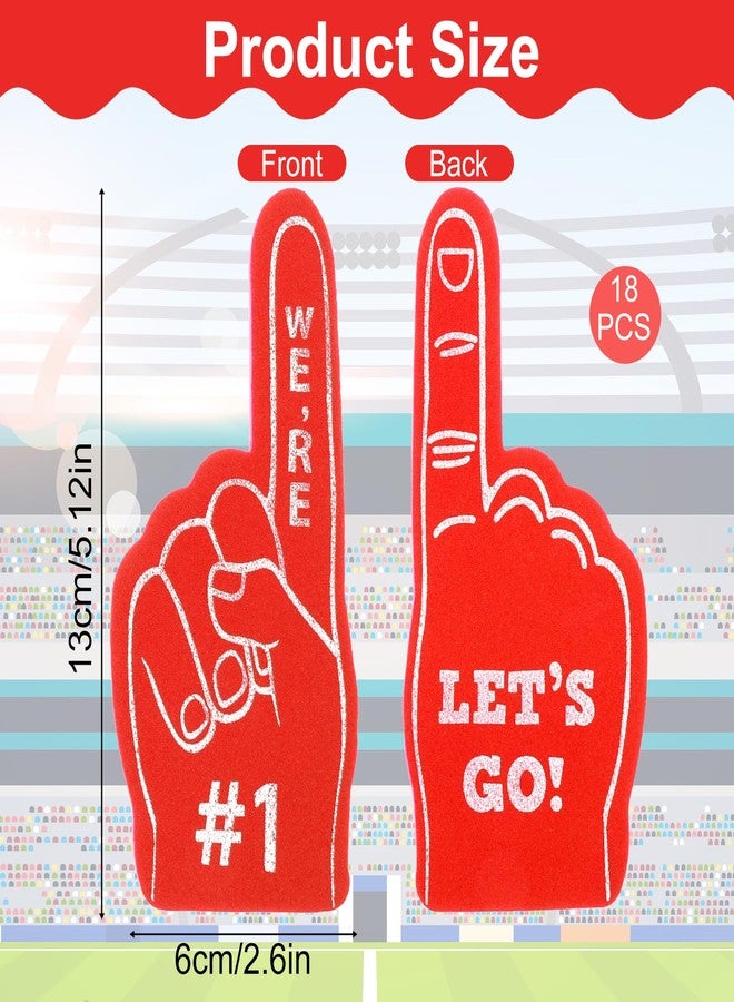 SHENLIU 18PCS Mini Foam Fingers, Baseball Fan Mini Foam Finger, Cheerleading Foam Finger We're #1 Sports Themed Party Supplies for Baseball Basketball Soccer Team Gifts(Red) - Image 2