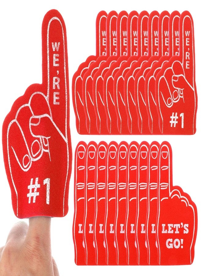 SHENLIU 18PCS Mini Foam Fingers, Baseball Fan Mini Foam Finger, Cheerleading Foam Finger We're #1 Sports Themed Party Supplies for Baseball Basketball Soccer Team Gifts(Red) - Image 1