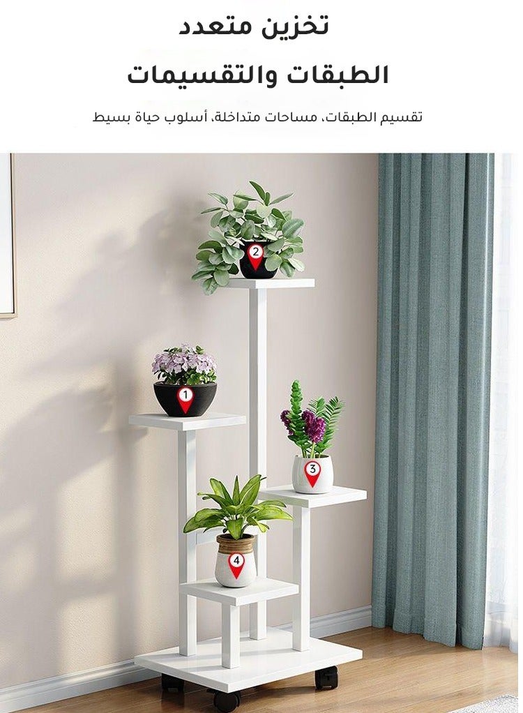 Generic Plant Stand 5 Tier Indoor Metal Flower Shelf for Multiple Plants Corner Tall Flower Holders for Patio Garden Living Room Balcony Bedroom, Black (5 Tier-white)  - Image 2