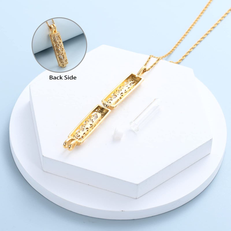shajwo Cylinder Urn Necklaces for Ashes for Women Men Tree of Life Cremation Jewelry Glass Keepsake Memorial Pendant,Gold - Image 4