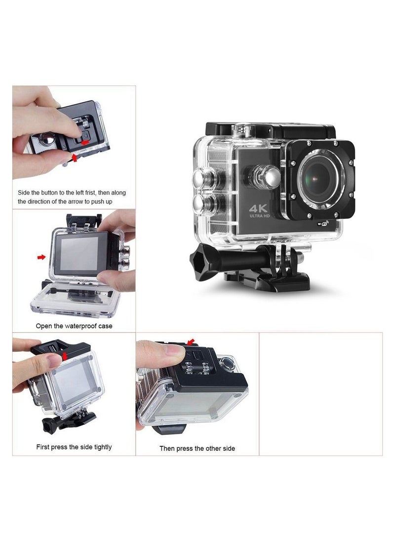 Generic - 4K Wi-Fi Action Camera 16MP Waterproof DV Camcorder 170 Degree Wide Angle LCD with 1 Battery and Mounting Accessories Kit - Image 1