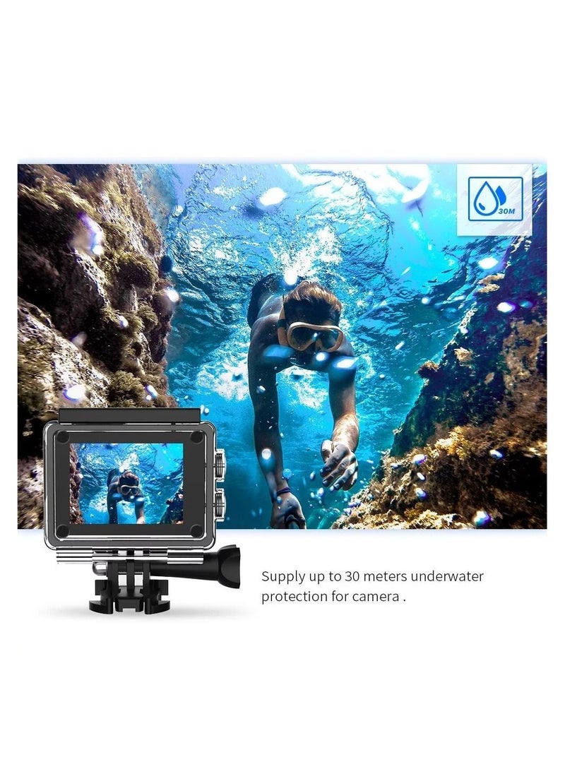 Generic - 4K Wi-Fi Action Camera 16MP Waterproof DV Camcorder 170 Degree Wide Angle LCD with 1 Battery and Mounting Accessories Kit - Image 1