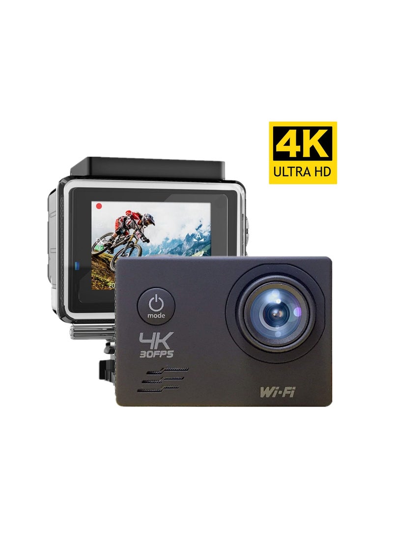 Generic - 4K Wi-Fi Action Camera 16MP Waterproof DV Camcorder 170 Degree Wide Angle LCD with 1 Battery and Mounting Accessories Kit - Image 1