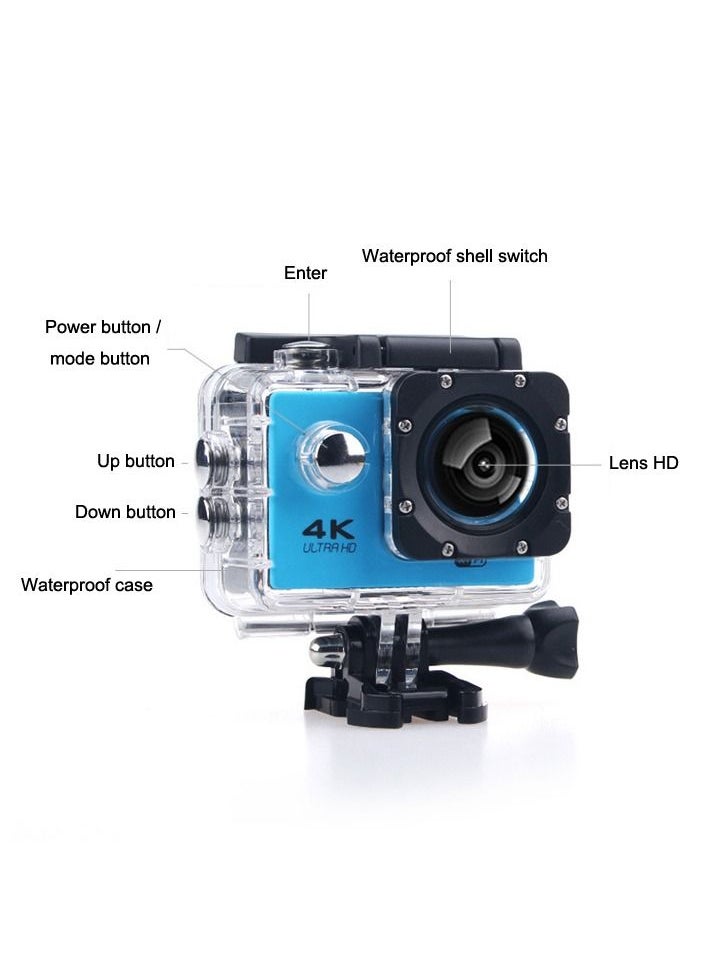 Generic - 4K Wi-Fi Action Camera 16MP Waterproof DV Camcorder 170 Degree Wide Angle LCD with 1 Battery and Mounting Accessories Kit - Image 1