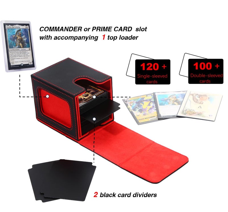 Venssu MTG Deck Box for Commander Display,Card Deck Box Fits 100 Double Sleeved Cards, TCG Card Storage Box (White and Grey, 1 window) - Image 3