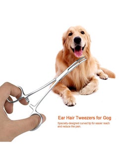 Zerodis Pet Ear Hair Tweezers, Stainless Steel Pet Grooming Scissors for Pet Dog Cat Ear Hair(L)  - Image 2