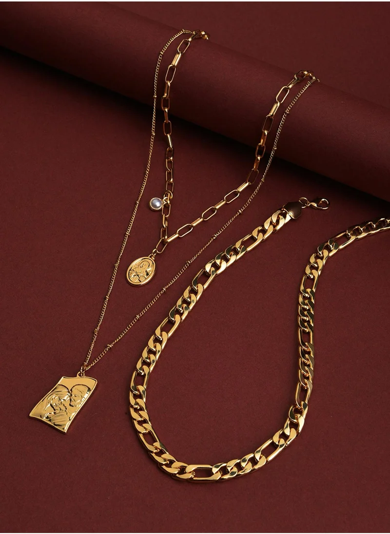 سوهي Set Of 3 Designer Pendant With Chain Necklace