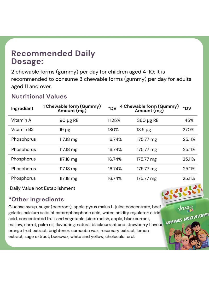 VITAGO - Kids Multivitamin Gummies - 60 Gummies - Image 1