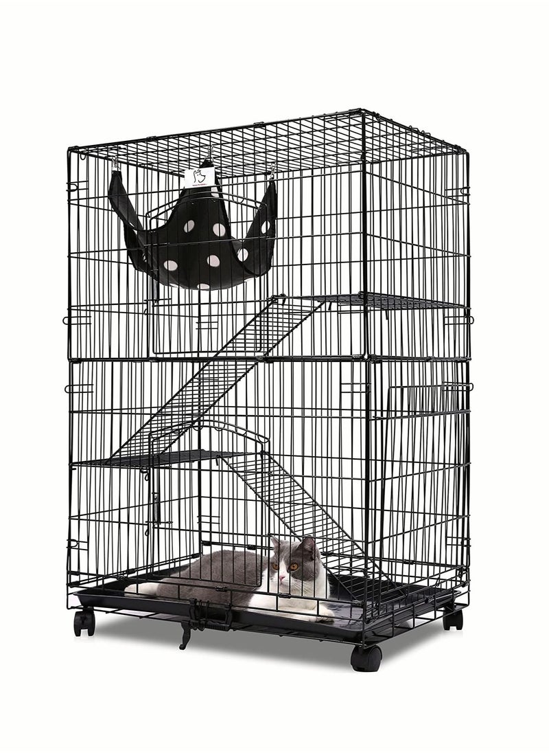 NOAEOU - NOAEOU foldable cat ferret habitat box with casters tray, and hammock -30 inches - Image 1