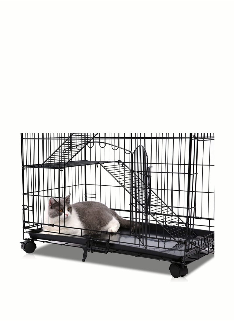 NOAEOU - NOAEOU foldable cat ferret habitat box with casters tray, and hammock -30 inches - Image 1